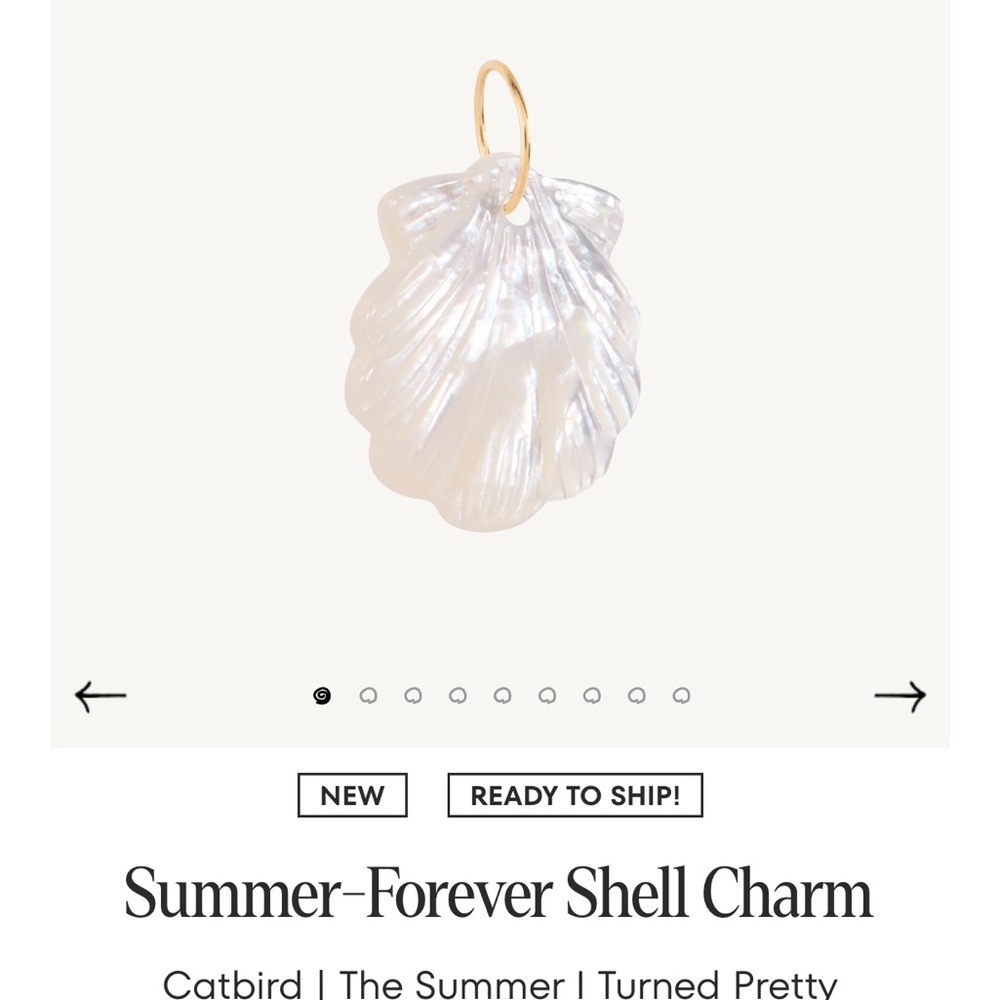 Catbird Gold and White Shell Charm